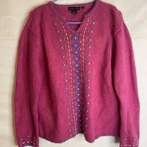 Nomadic Traders Women's Size Larger Neck Sweater Silk Nylon Angora Pink 103